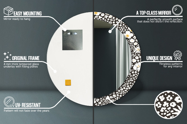 Round decorative mirror Stokrotka ivory