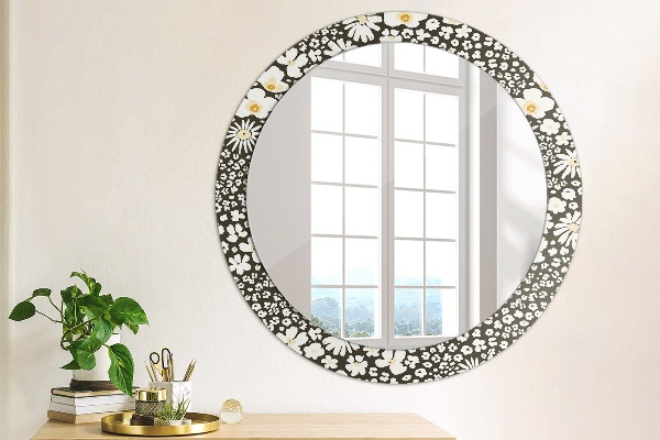 Round decorative mirror Stokrotka ivory