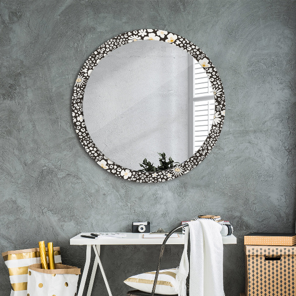 Round decorative mirror Stokrotka ivory