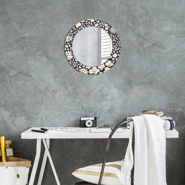 Round decorative mirror Stokrotka ivory