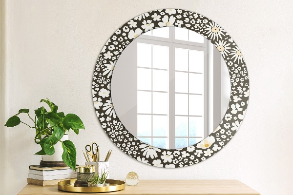 Round decorative mirror Stokrotka ivory