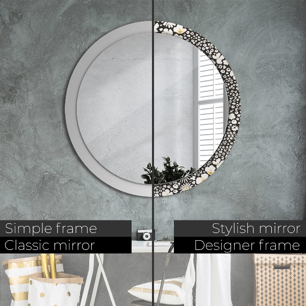 Round decorative mirror Stokrotka ivory