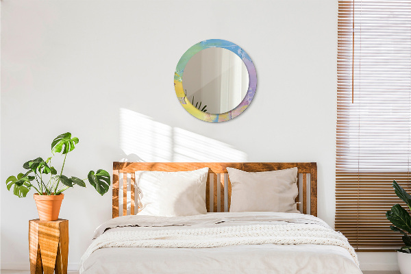 Round mirror frame with print Oil paint texture