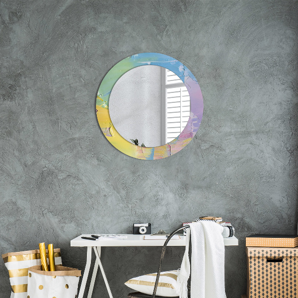 Round mirror frame with print Oil paint texture