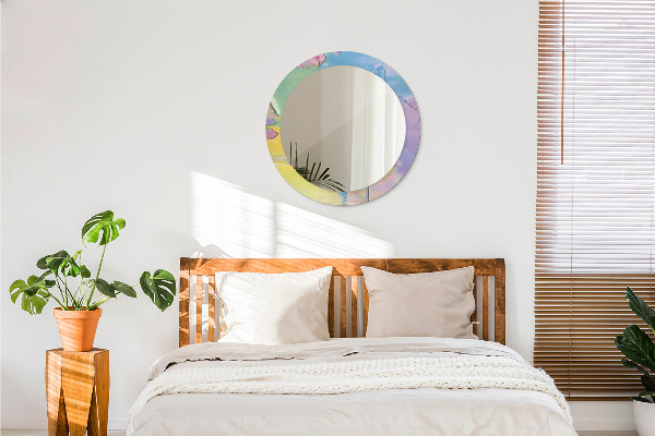 Round mirror frame with print Oil paint texture