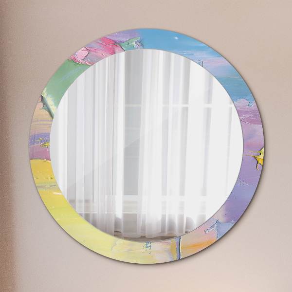 Round mirror frame with print Oil paint texture