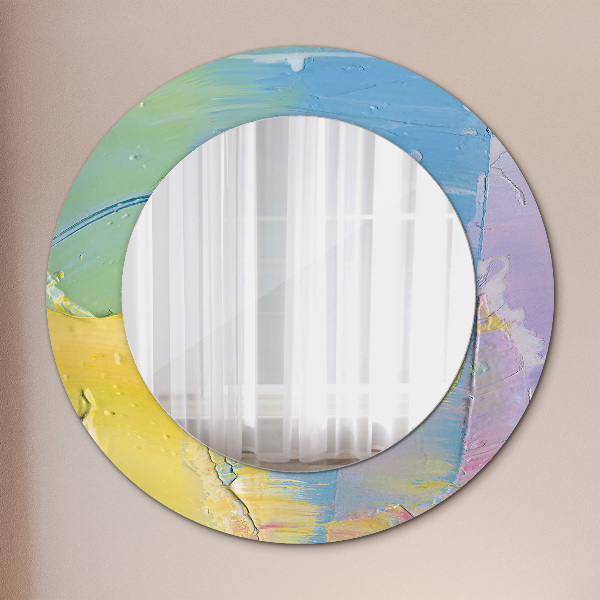 Round mirror frame with print Oil paint texture