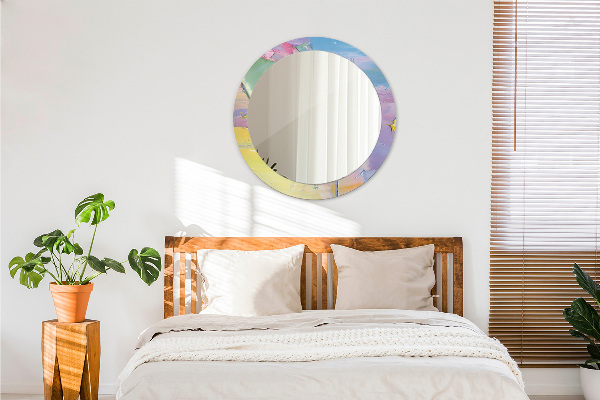 Round mirror frame with print Oil paint texture