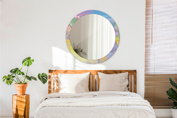 Round mirror frame with print Oil paint texture
