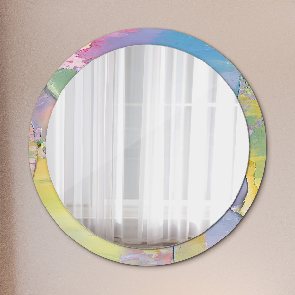 Round mirror frame with print Oil paint texture