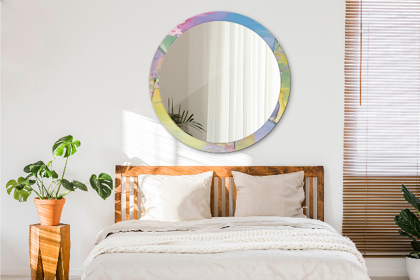 Round mirror frame with print Oil paint texture