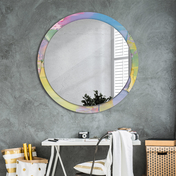 Round mirror frame with print Oil paint texture