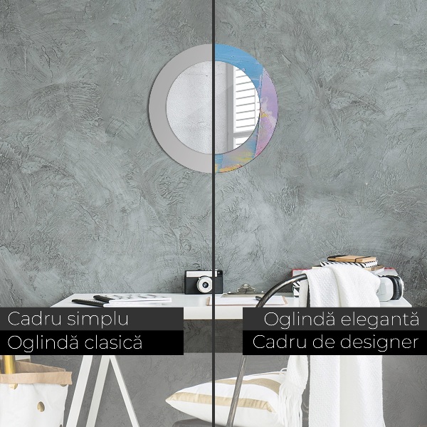 Round mirror frame with print Oil paint texture