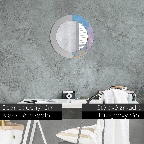 Round mirror frame with print Oil paint texture