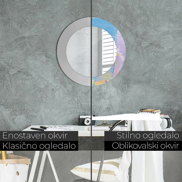 Round mirror frame with print Oil paint texture