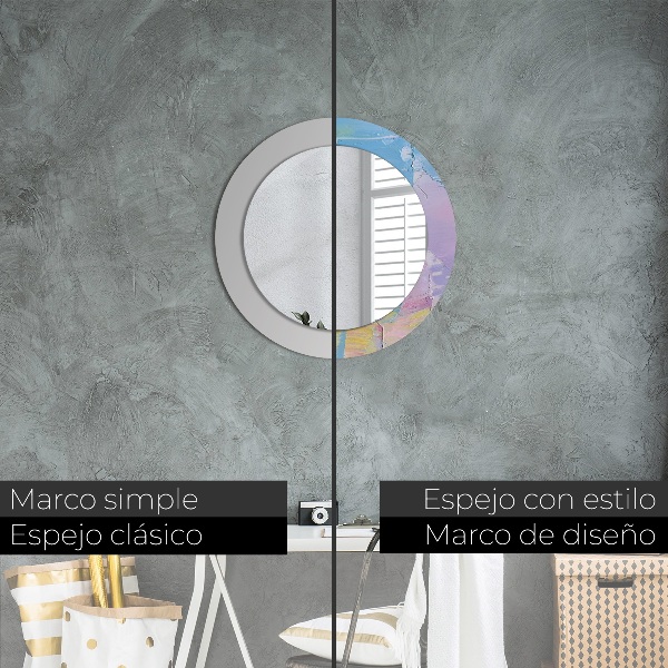 Round mirror frame with print Oil paint texture