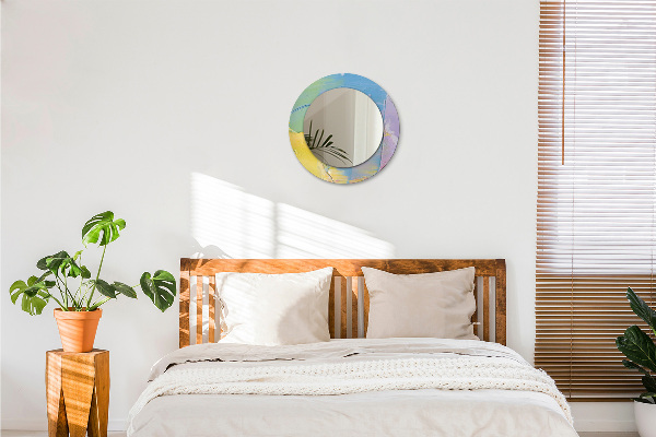 Round mirror frame with print Oil paint texture