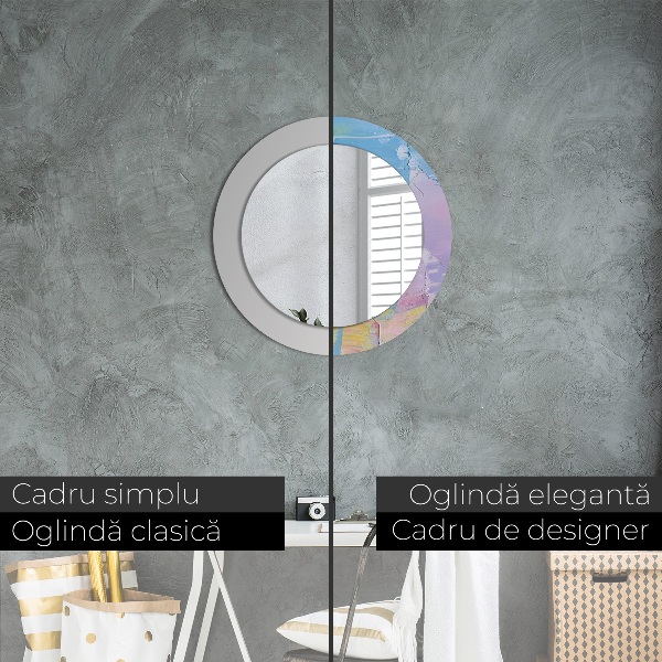 Round mirror frame with print Oil paint texture