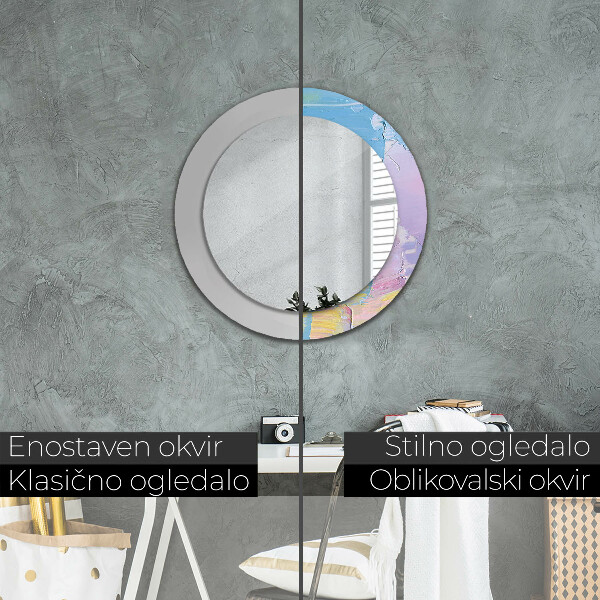 Round mirror frame with print Oil paint texture