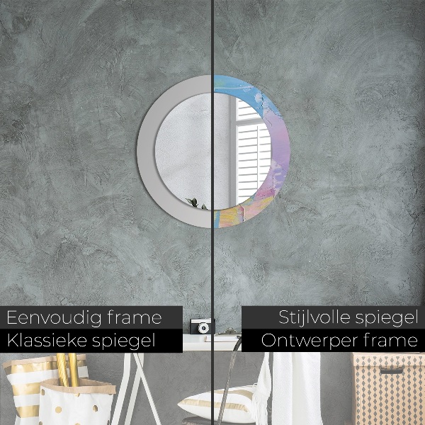 Round mirror frame with print Oil paint texture