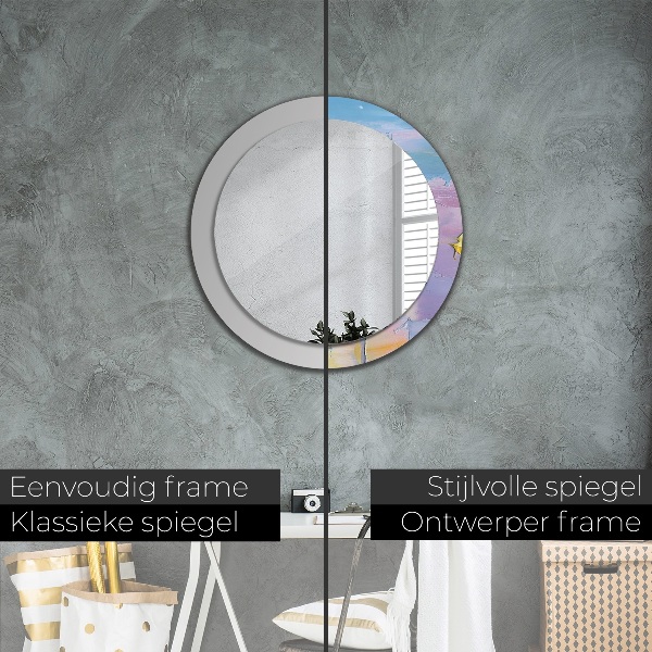 Round mirror frame with print Oil paint texture
