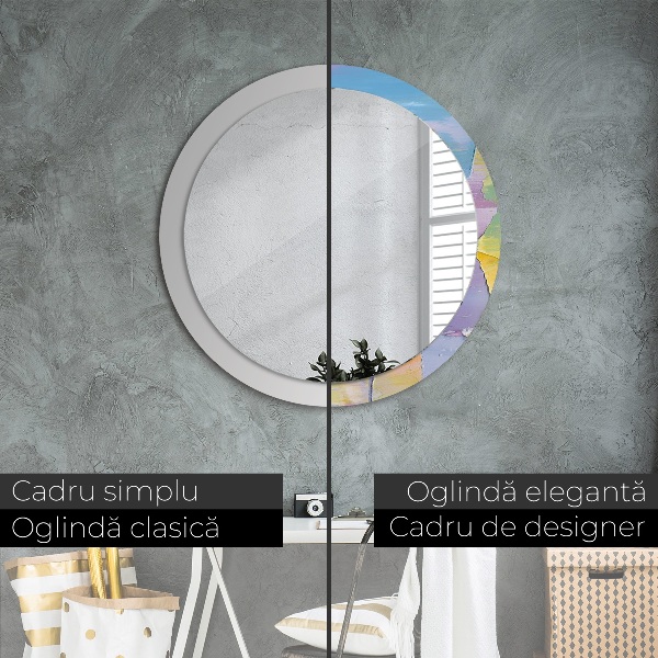 Round mirror frame with print Oil paint texture