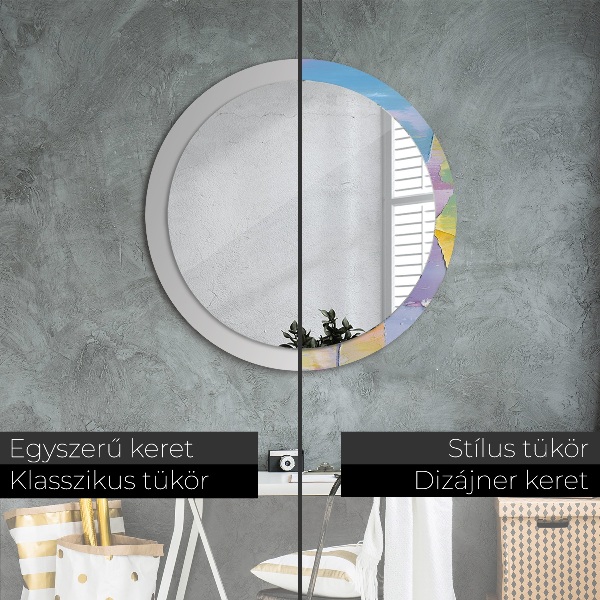 Round mirror frame with print Oil paint texture