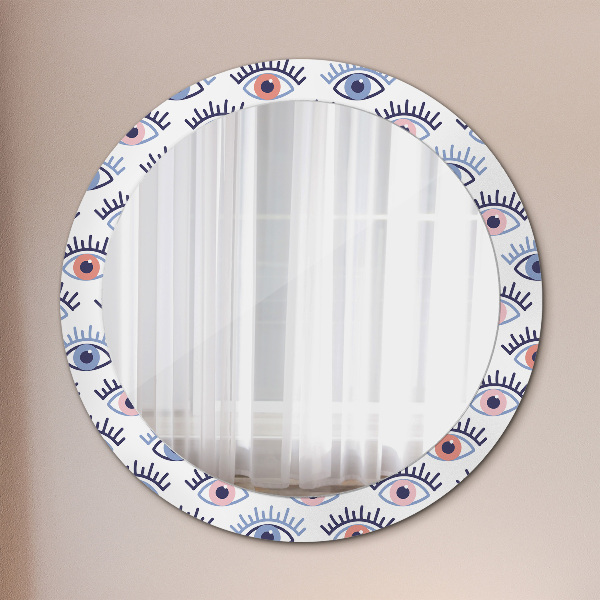 Round mirror frame with print Style of modern eyes