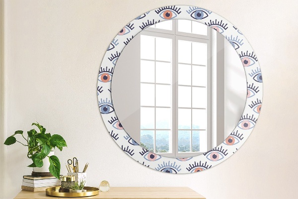 Round mirror frame with print Style of modern eyes