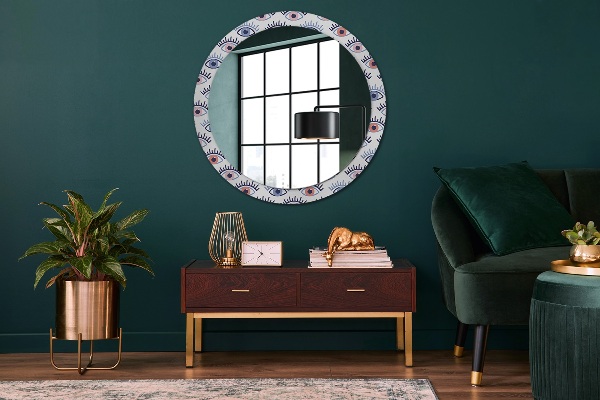 Round mirror frame with print Style of modern eyes