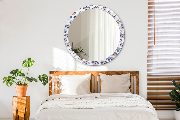 Round mirror frame with print Style of modern eyes