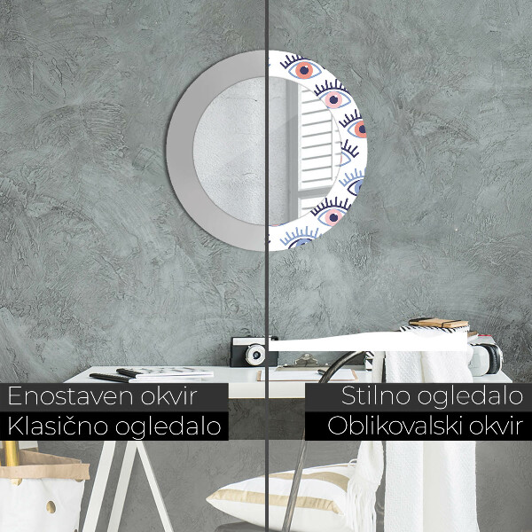 Round mirror frame with print Style of modern eyes