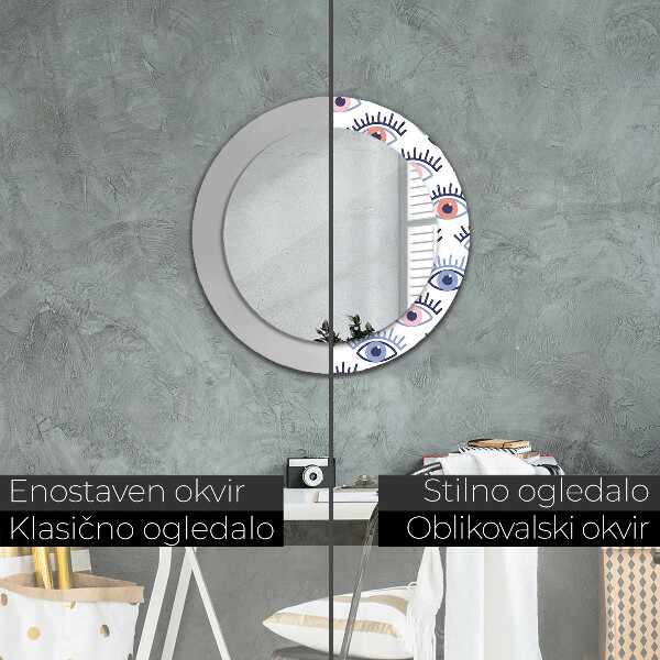 Round mirror frame with print Style of modern eyes