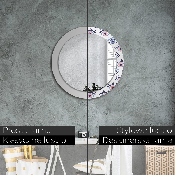 Round mirror frame with print Style of modern eyes