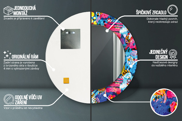 Round wall mirror design Colorful scribbles