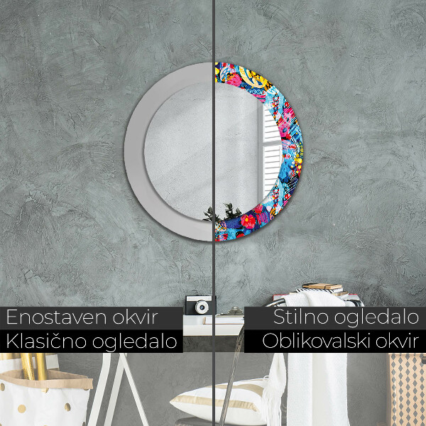 Round wall mirror design Colorful scribbles