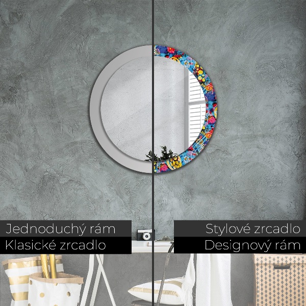 Round wall mirror design Colorful scribbles