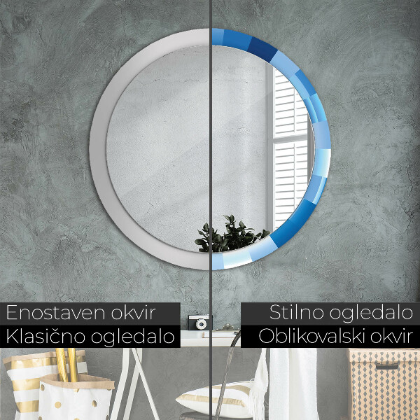 Round wall mirror design Blue abstract