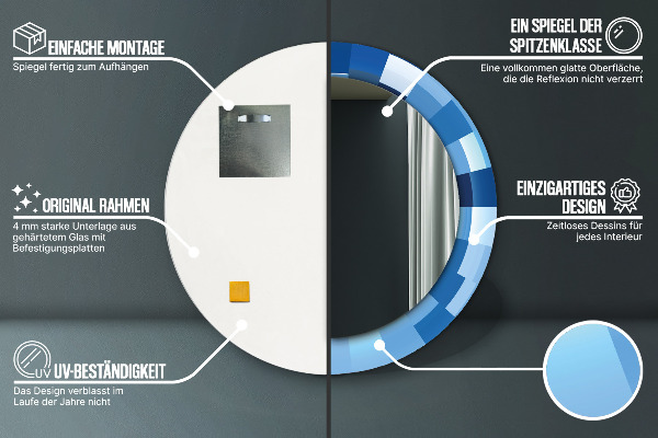 Round wall mirror design Blue abstract