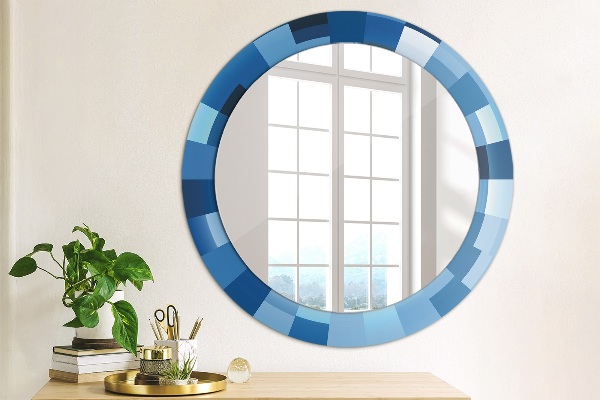 Round wall mirror design Blue abstract