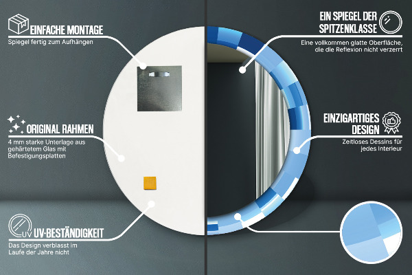 Round wall mirror design Blue abstract