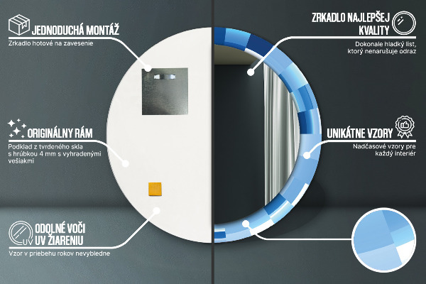 Round wall mirror design Blue abstract