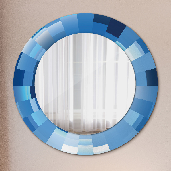 Round wall mirror design Blue abstract