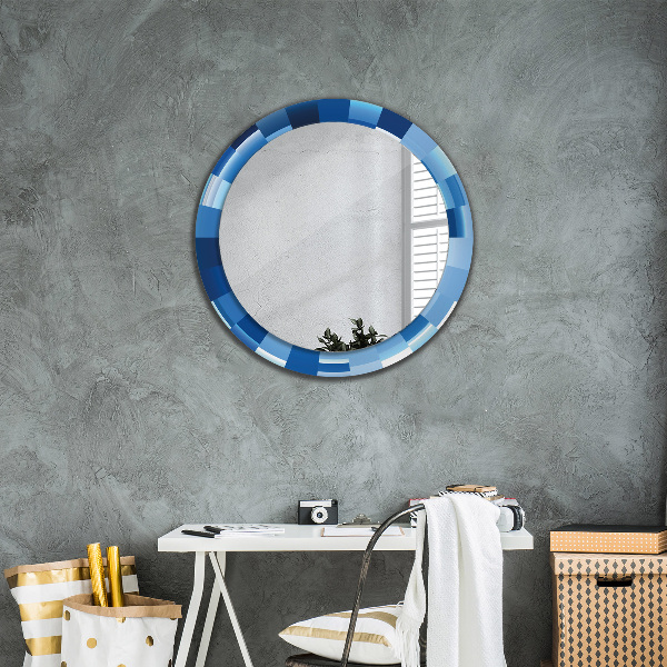 Round wall mirror design Blue abstract