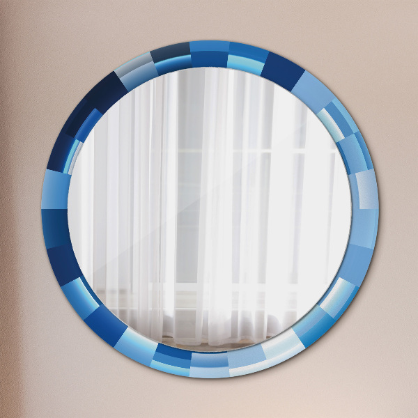 Round wall mirror design Blue abstract