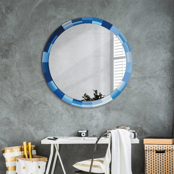 Round wall mirror design Blue abstract
