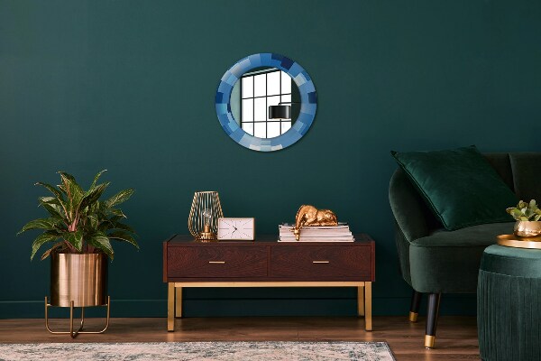 Round wall mirror design Blue abstract
