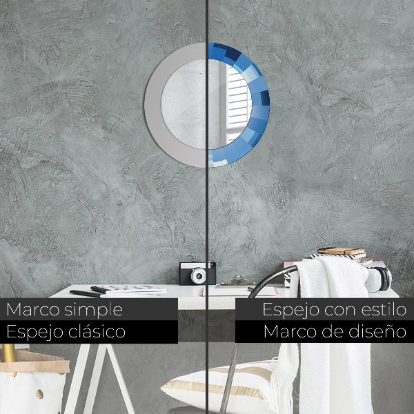 Round wall mirror design Blue abstract