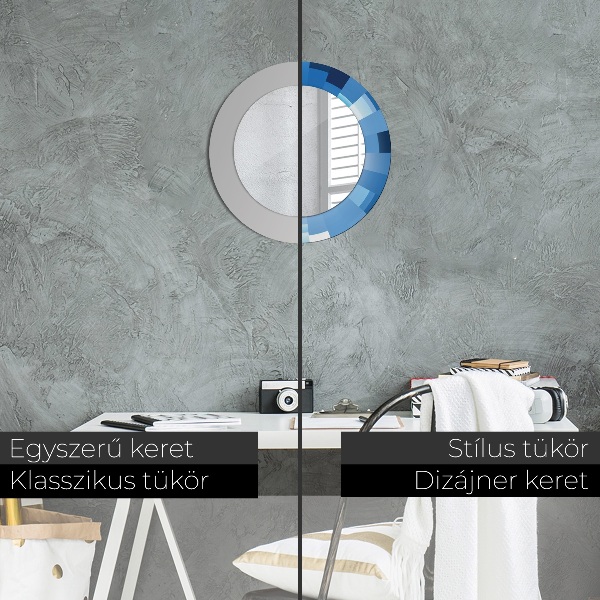 Round wall mirror design Blue abstract
