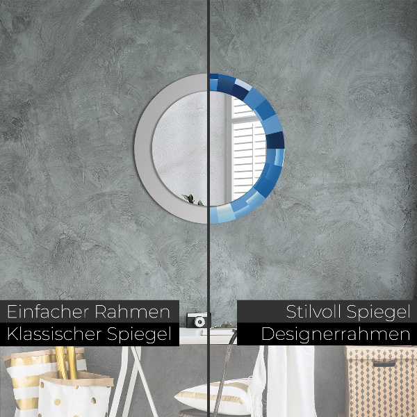 Round wall mirror design Blue abstract
